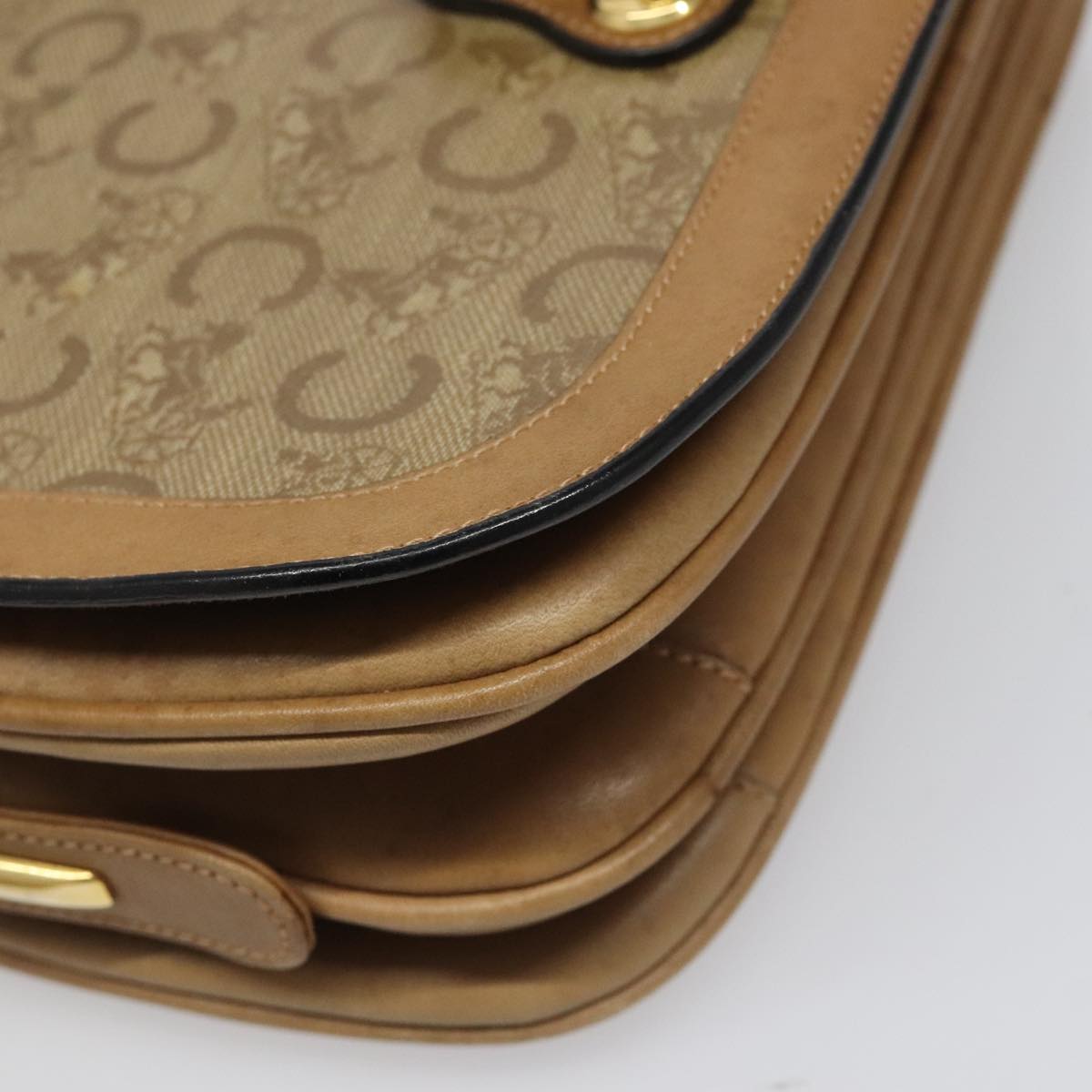 CELINE C Sulky Shoulder Bag PVC Beige Auth 104458