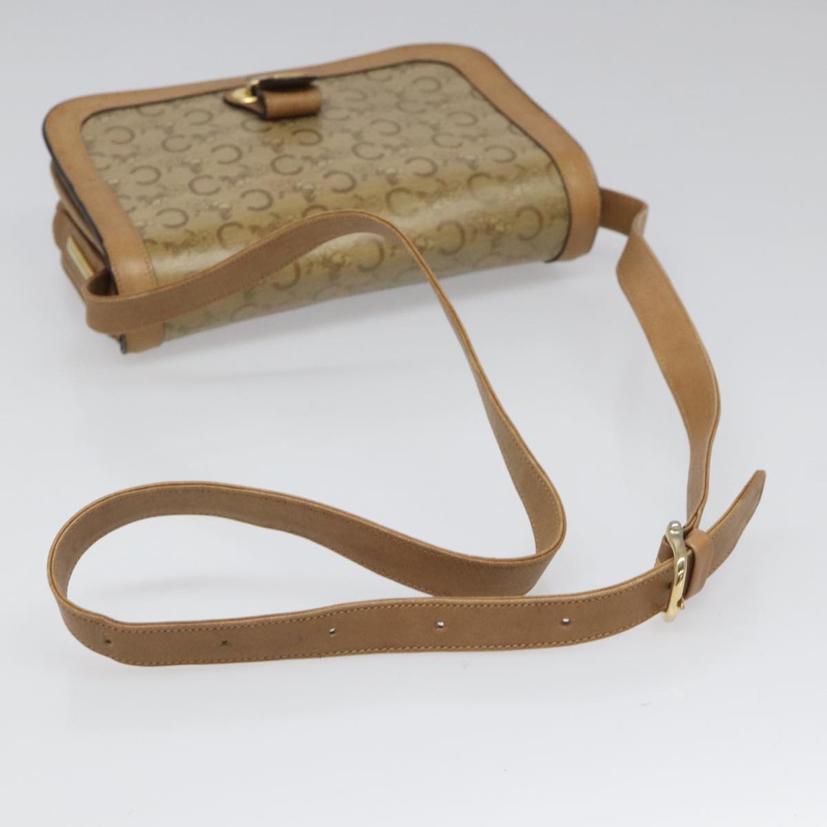 CELINE C Sulky Shoulder Bag PVC Beige Auth 104458