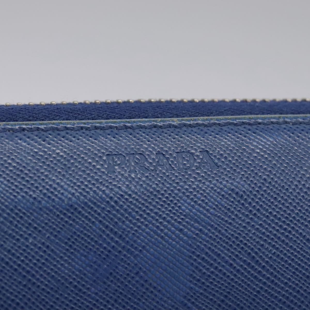 PRADA Long Wallet Leather Blue Auth 104465