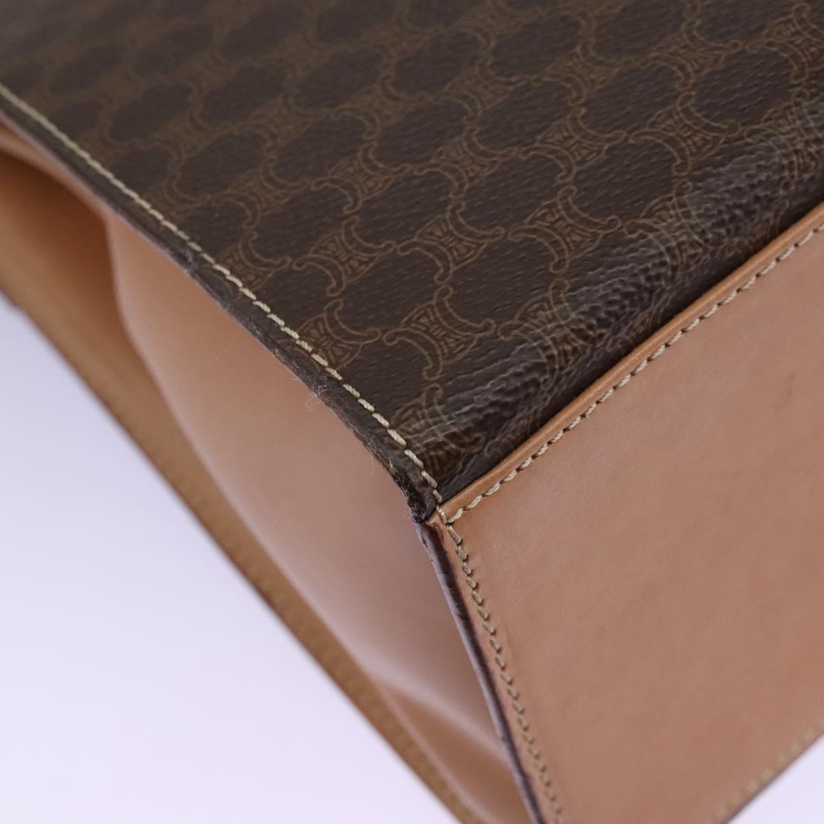 CELINE Macadam Canvas Hand Bag PVC Leather 2way Brown Gold Auth 104480V