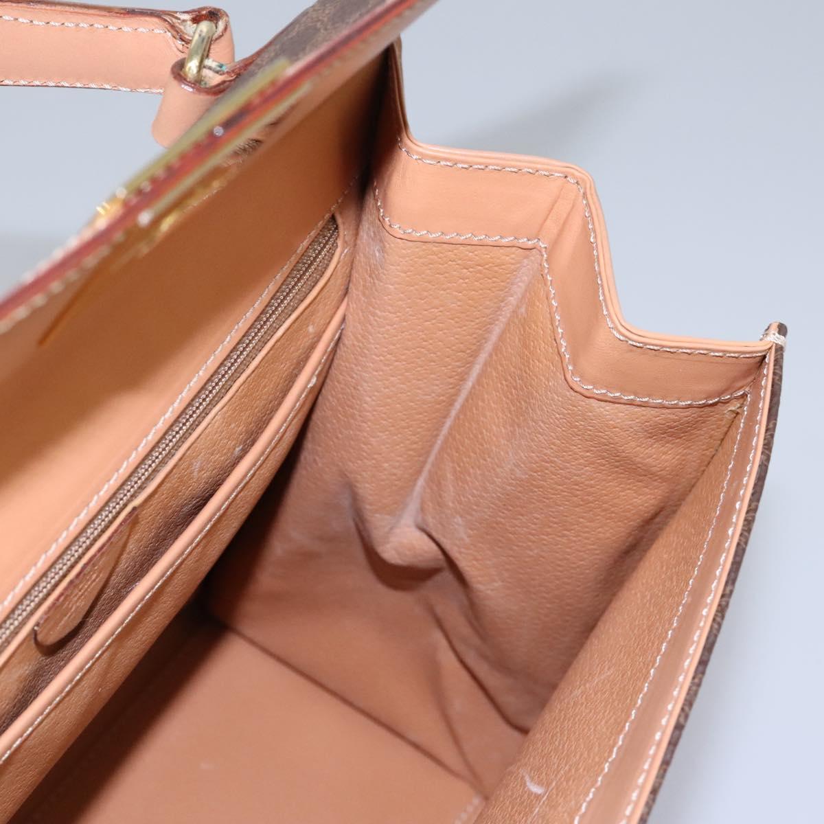 CELINE Macadam Canvas Hand Bag PVC Leather 2way Brown Gold Auth 104480V