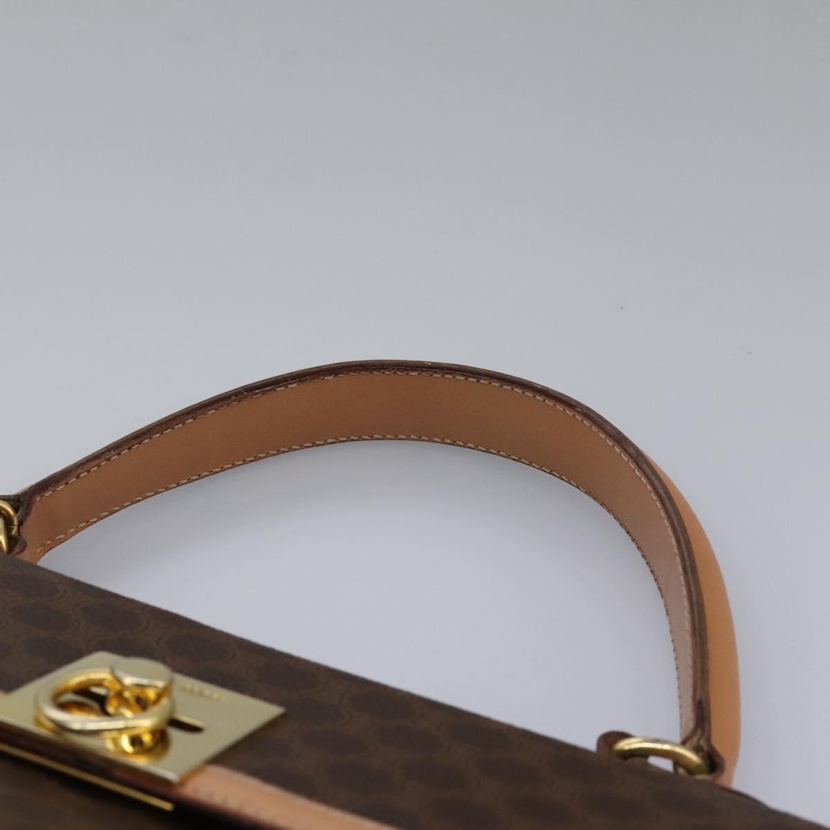 CELINE Macadam Canvas Hand Bag PVC Leather 2way Brown Gold Auth 104480V