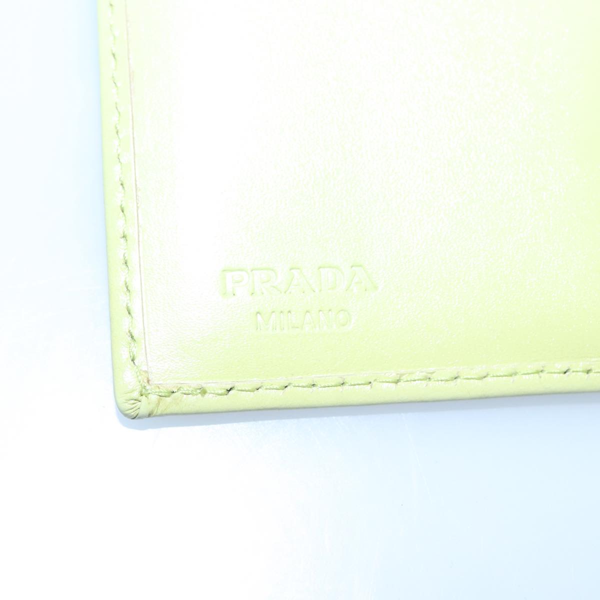 PRADA Wallet Leather Green Gold Auth 104498