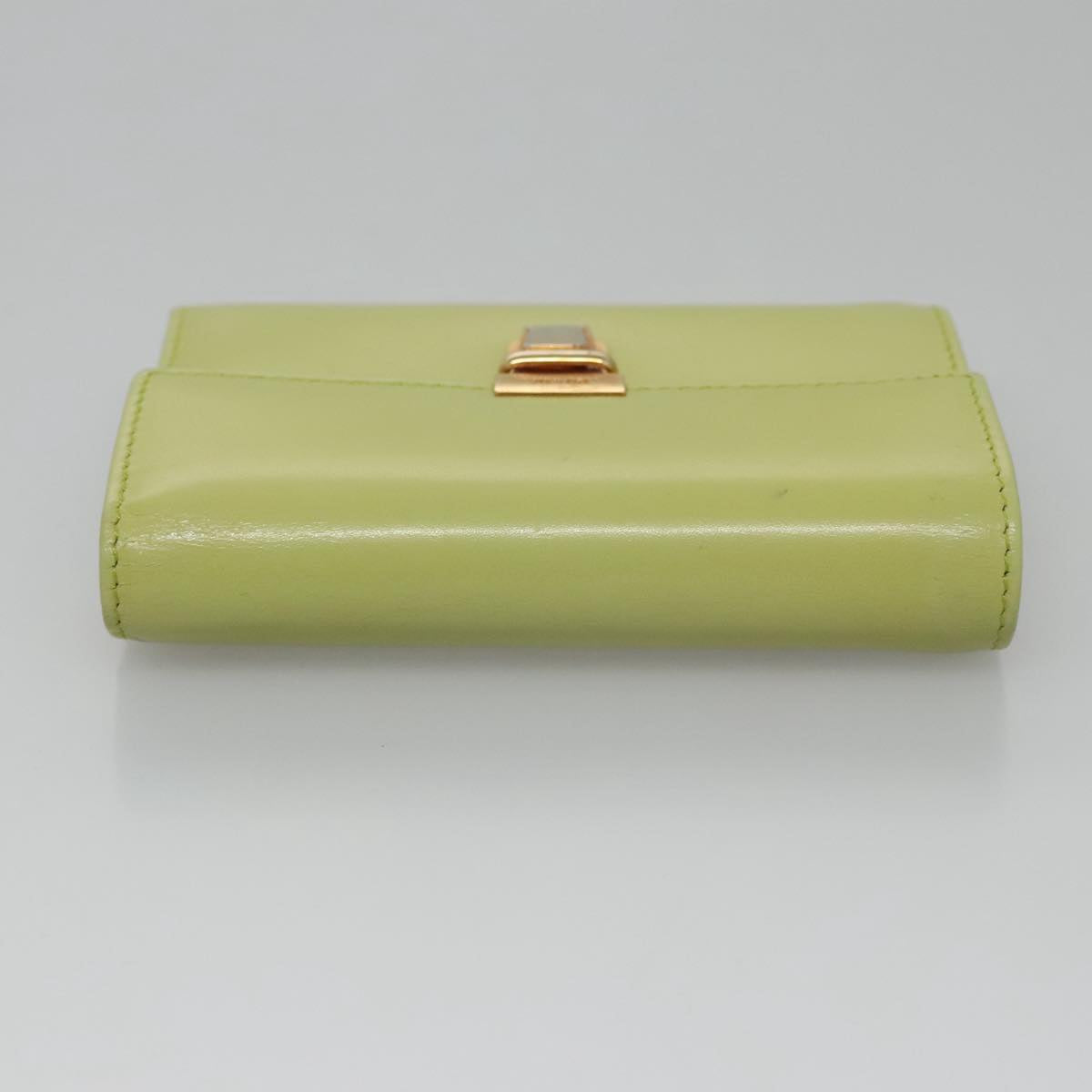 PRADA Wallet Leather Green Gold Auth 104498
