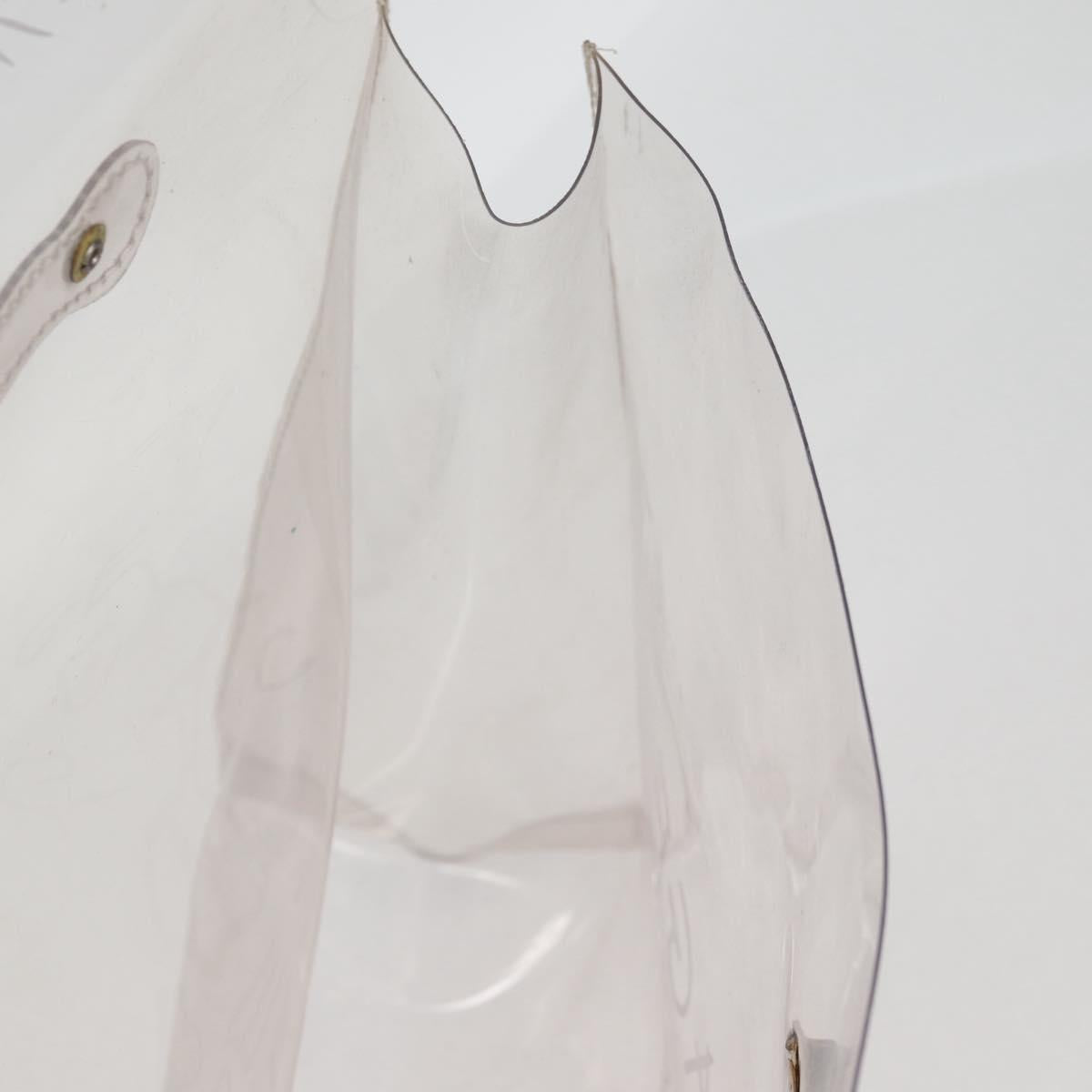 HERMES Vinyl Kelly Hand Bag Vinyl Clear Gold Auth 104506