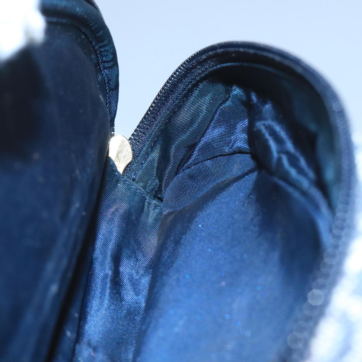 Christian Dior Trotter Canvas Pouch Navy Gold Auth 104571