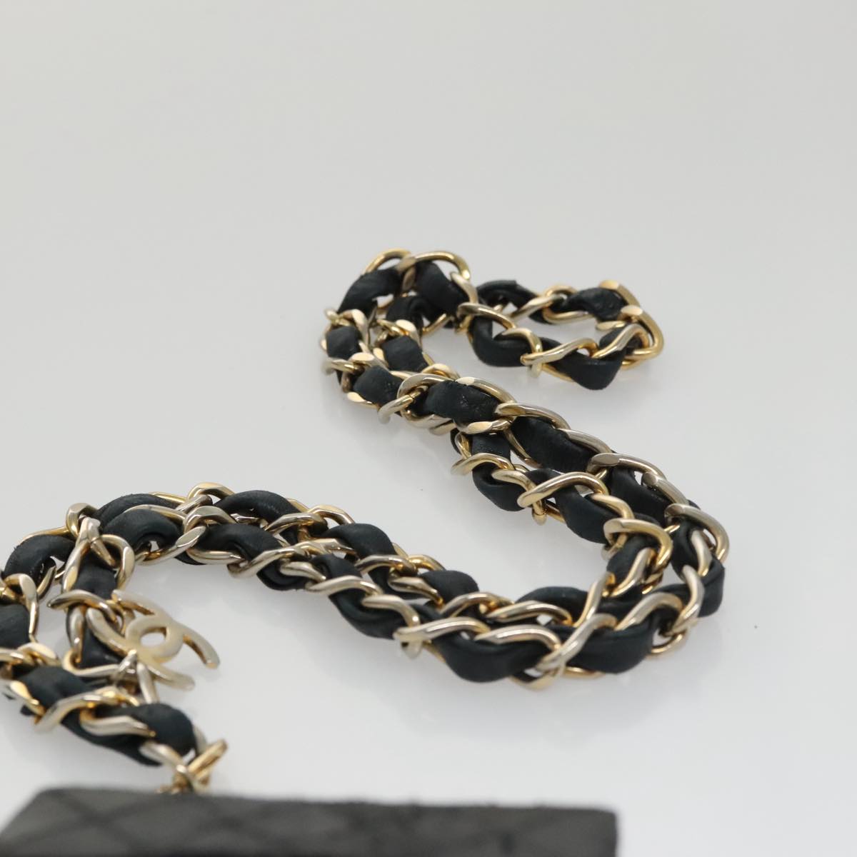 CHANEL Mini Mini Matelasse Chain Waist bag Lamb Skin Black Gold CC Auth 104616