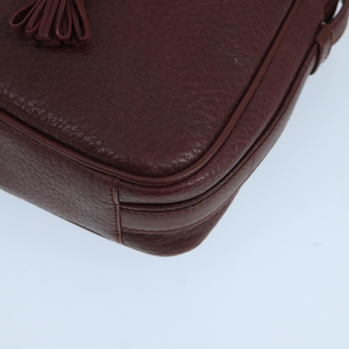 CARTIER Shoulder Bag Leather Red Auth 104664