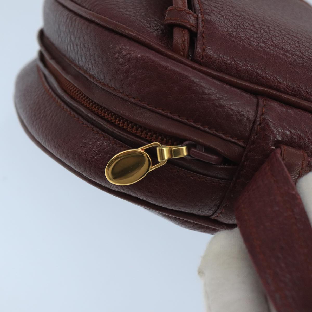 CARTIER Shoulder Bag Leather Red Auth 104664