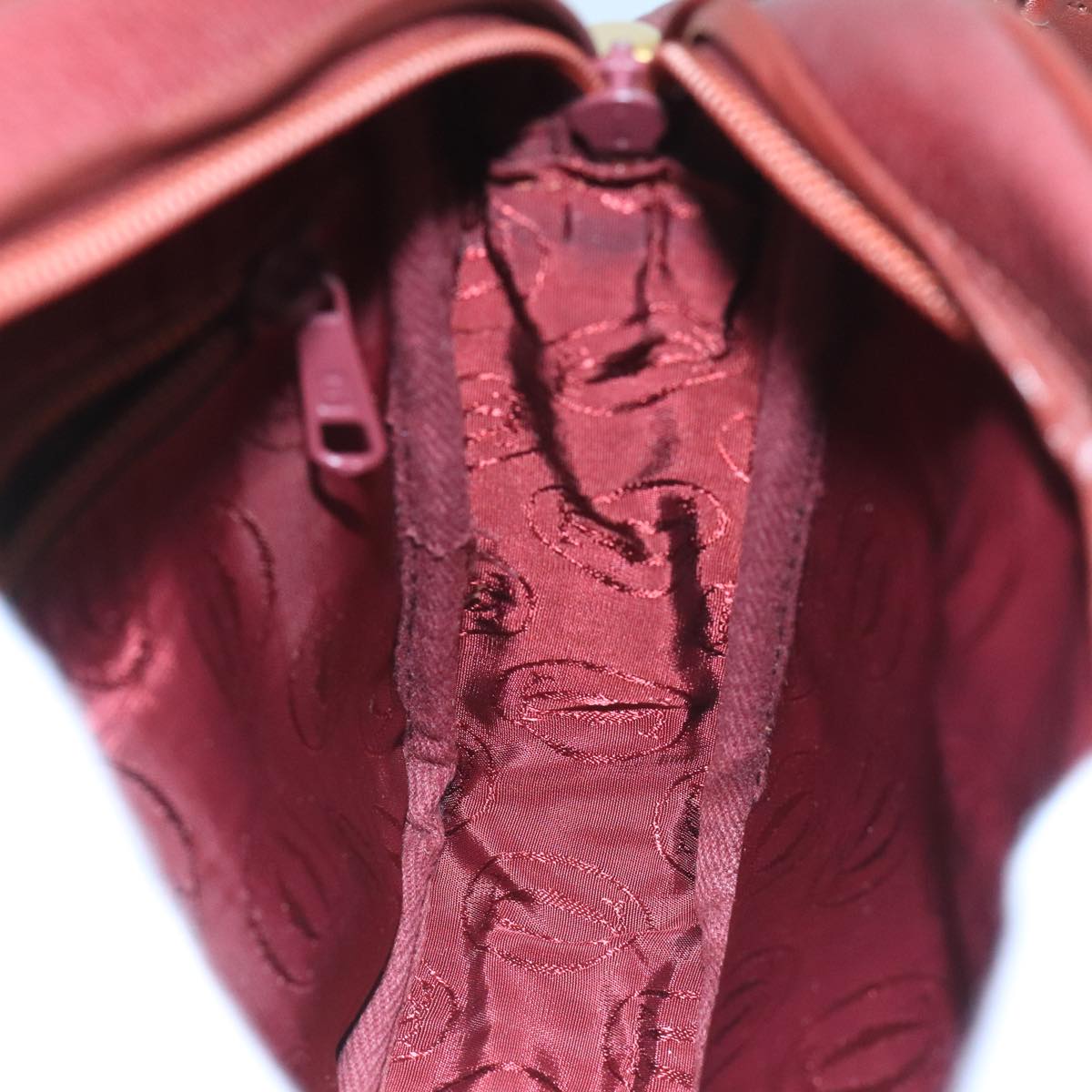 CARTIER Shoulder Bag Leather Red Auth 104664