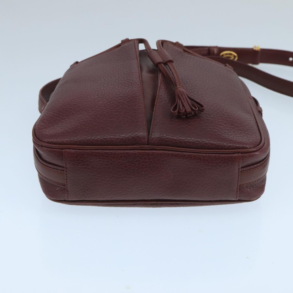 CARTIER Shoulder Bag Leather Red Auth 104664