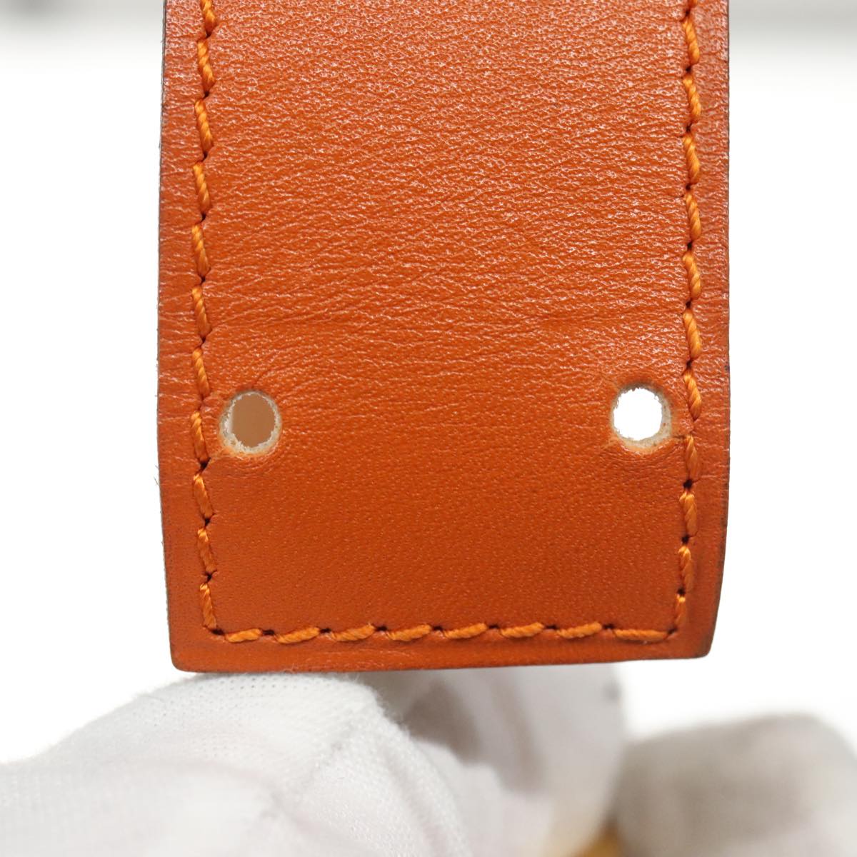 HERMES Belt Leather 31.1"""""""" Orange Auth 104685