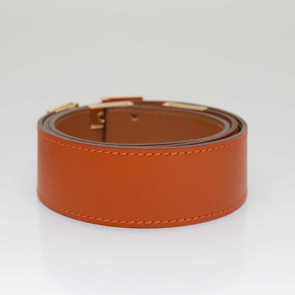 HERMES Belt Leather 31.1"""""""" Orange Auth 104685