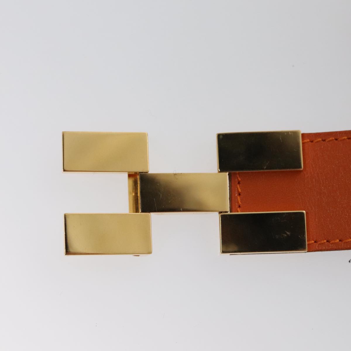HERMES Belt Leather 31.1"""""""" Orange Auth 104685