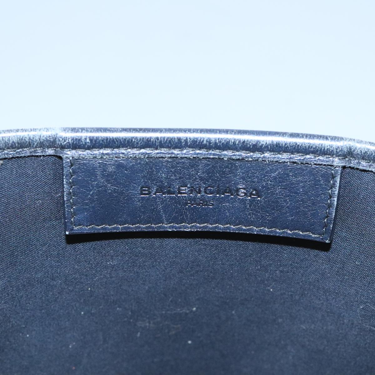 BALENCIAGA Navy Cabas S Tote Bag Canvas Leather Beige Black 339933 Auth 104736