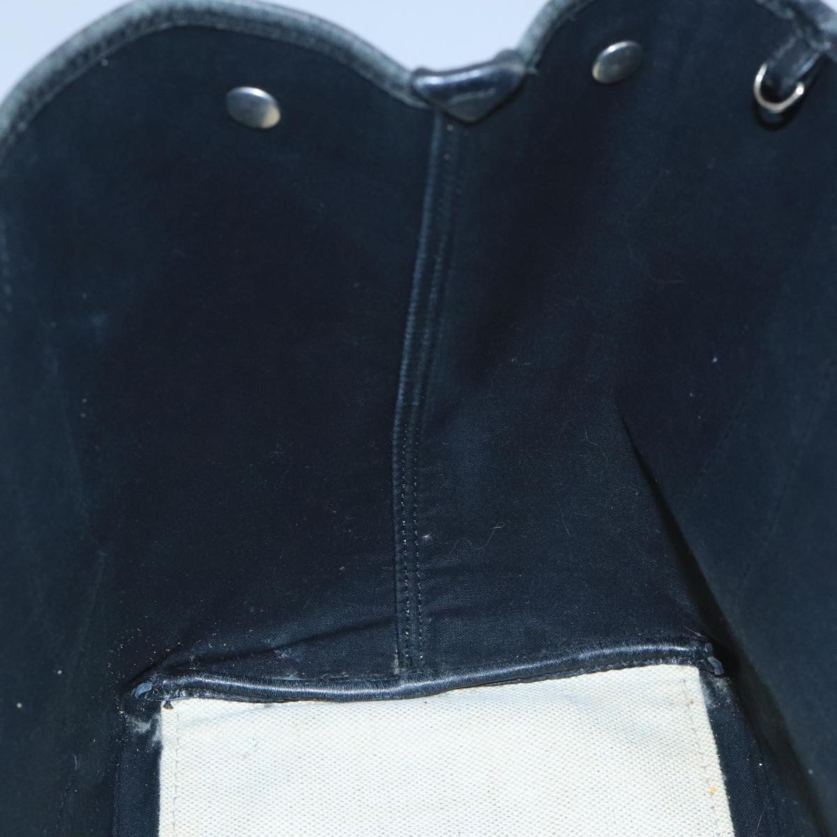 BALENCIAGA Navy Cabas S Tote Bag Canvas Leather Beige Black 339933 Auth 104736