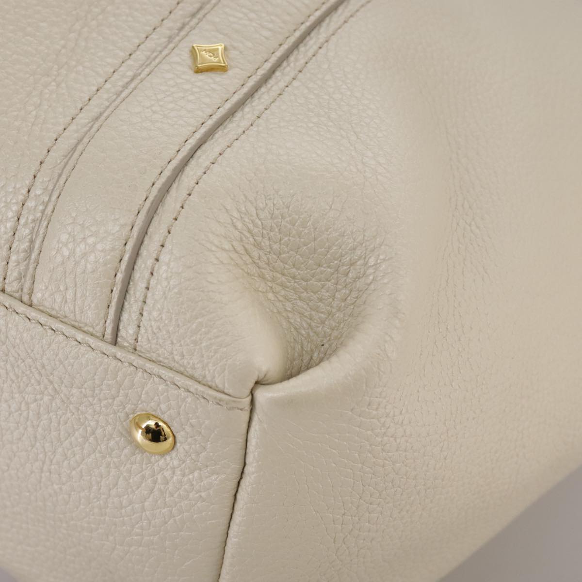 MCM Tote Bag Leather White Auth 104772