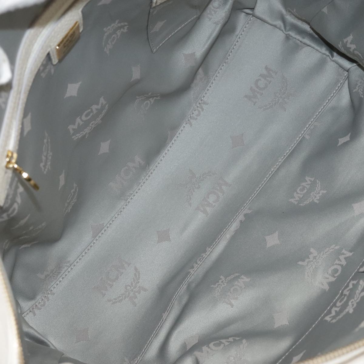 MCM Tote Bag Leather White Auth 104772