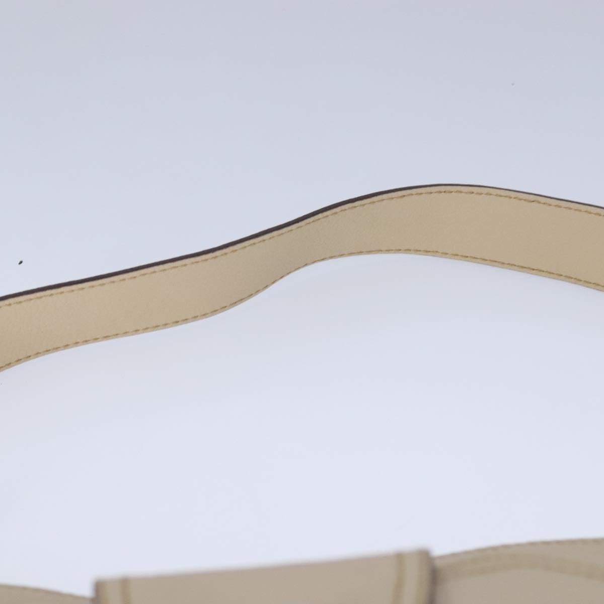 Salvatore Ferragamo Gancini Shoulder Bag Leather Beige Silver Auth 104818