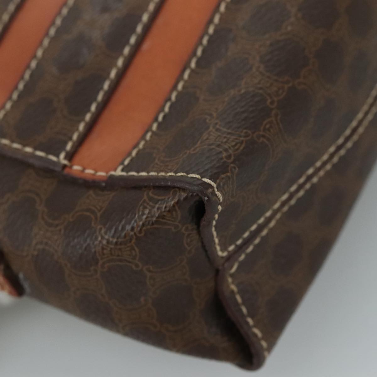 CELINE Macadam Canvas Shoulder Bag PVC Leather Brown Auth 104853