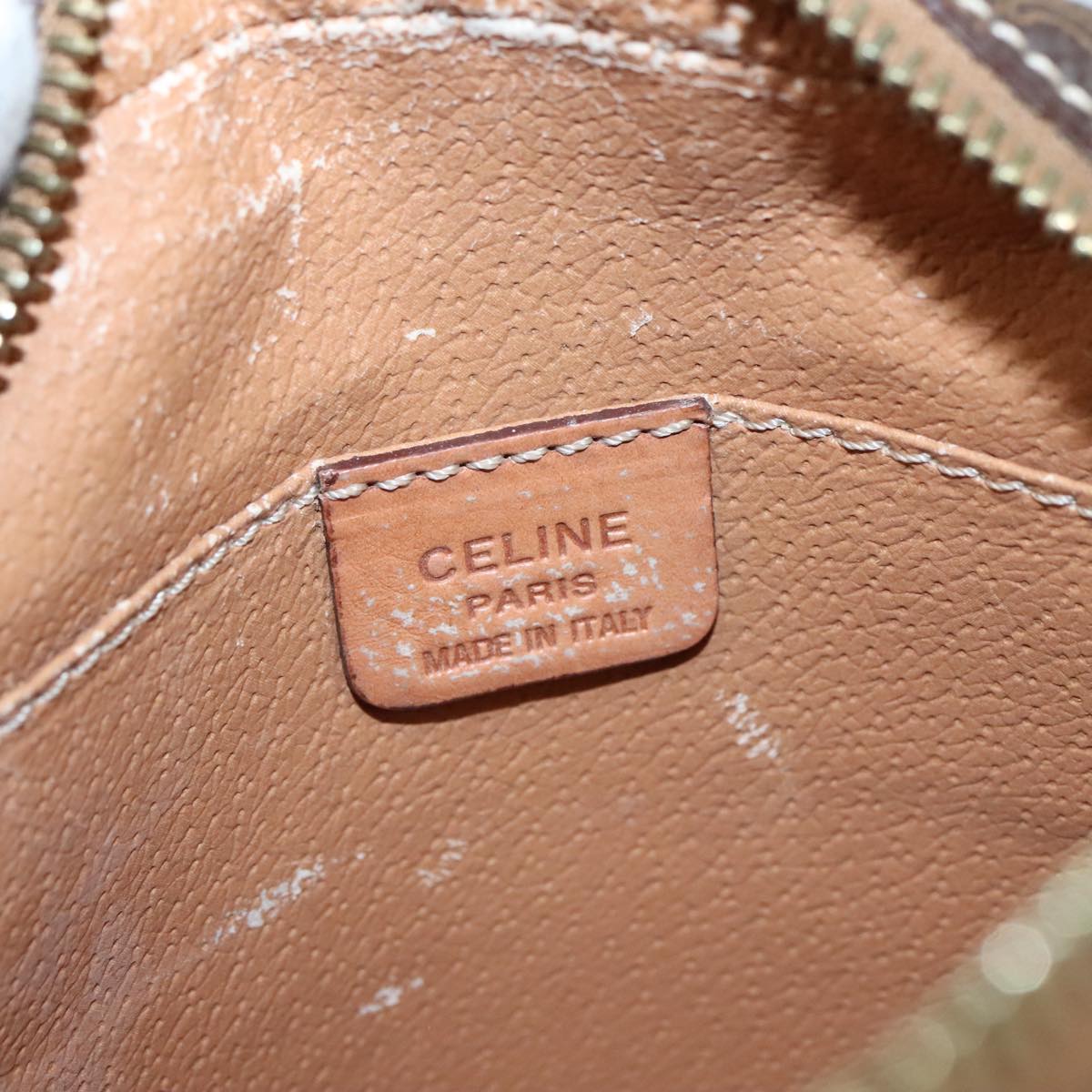 CELINE Macadam Canvas Shoulder Bag PVC Leather Brown Auth 104853