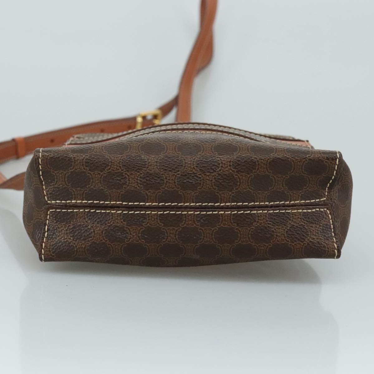 CELINE Macadam Canvas Shoulder Bag PVC Leather Brown Auth 104853