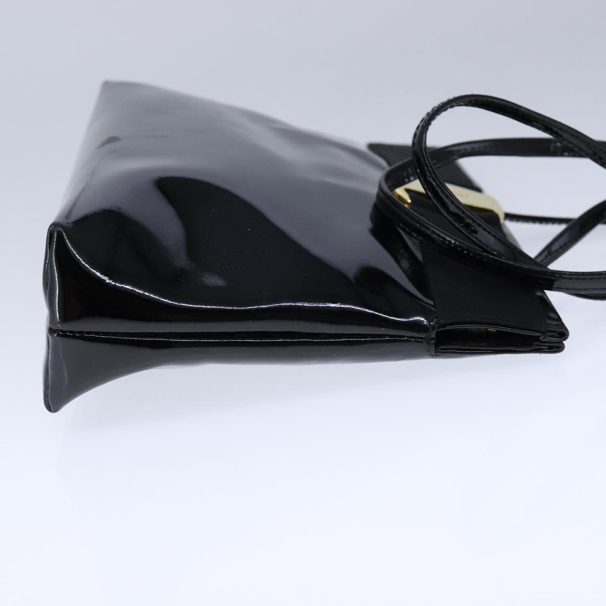 Salvatore Ferragamo Vala Shoulder Bag Enamel Black Auth 104887
