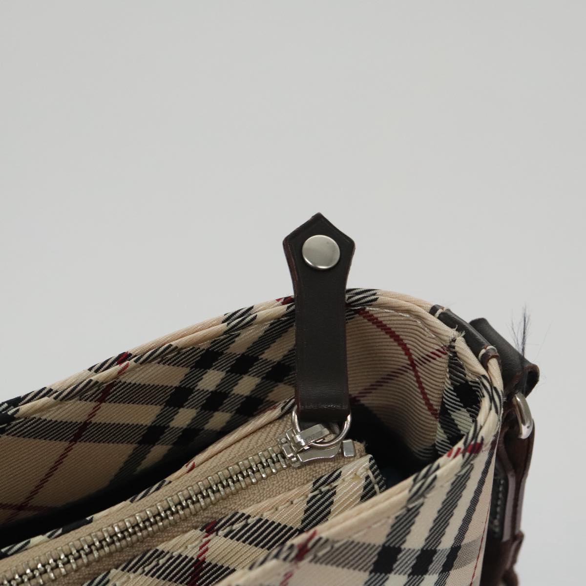 BURBERRY Nova Check Blue Label Shoulder Bag Canvas Beige Auth 105080