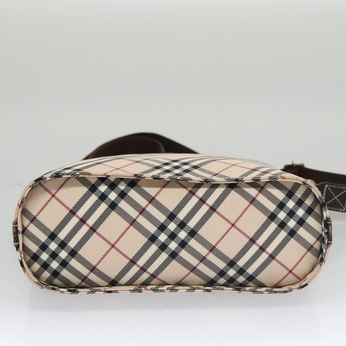 BURBERRY Nova Check Blue Label Shoulder Bag Canvas Beige Auth 105080