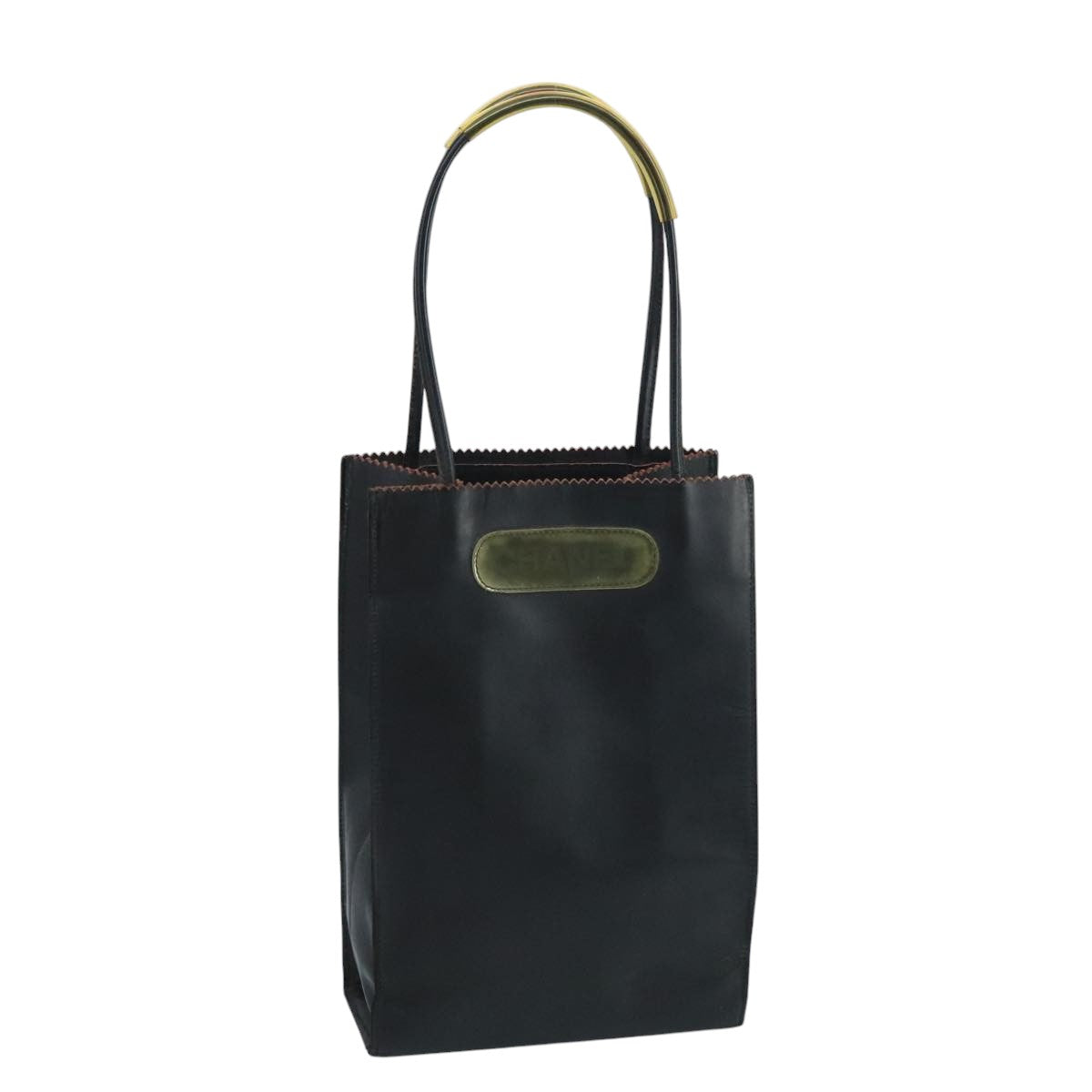 CHANEL Hand Bag Leather Black CC Auth 105085