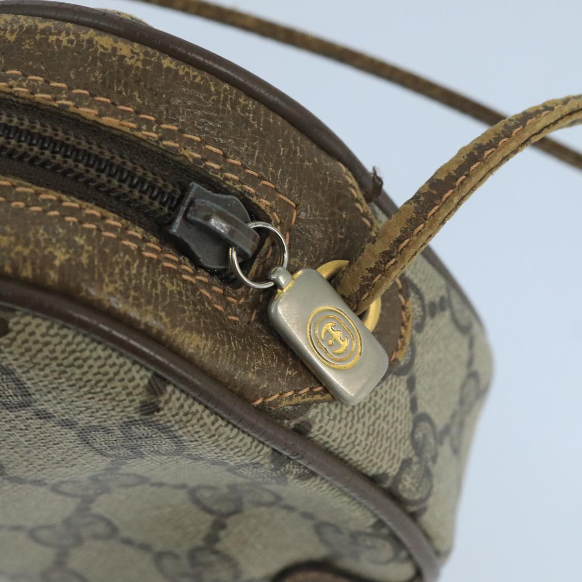 GUCCI GG Supreme Web Sherry Line Shoulder Bag PVC Beige 89 02 066 Auth 105088
