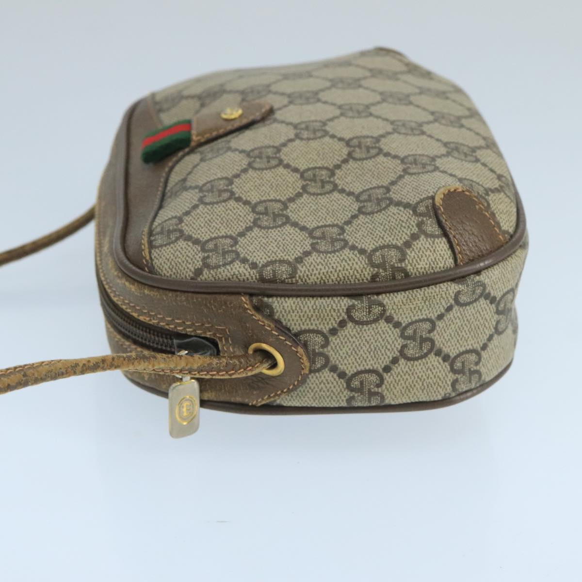 GUCCI GG Supreme Web Sherry Line Shoulder Bag PVC Beige 89 02 066 Auth 105088
