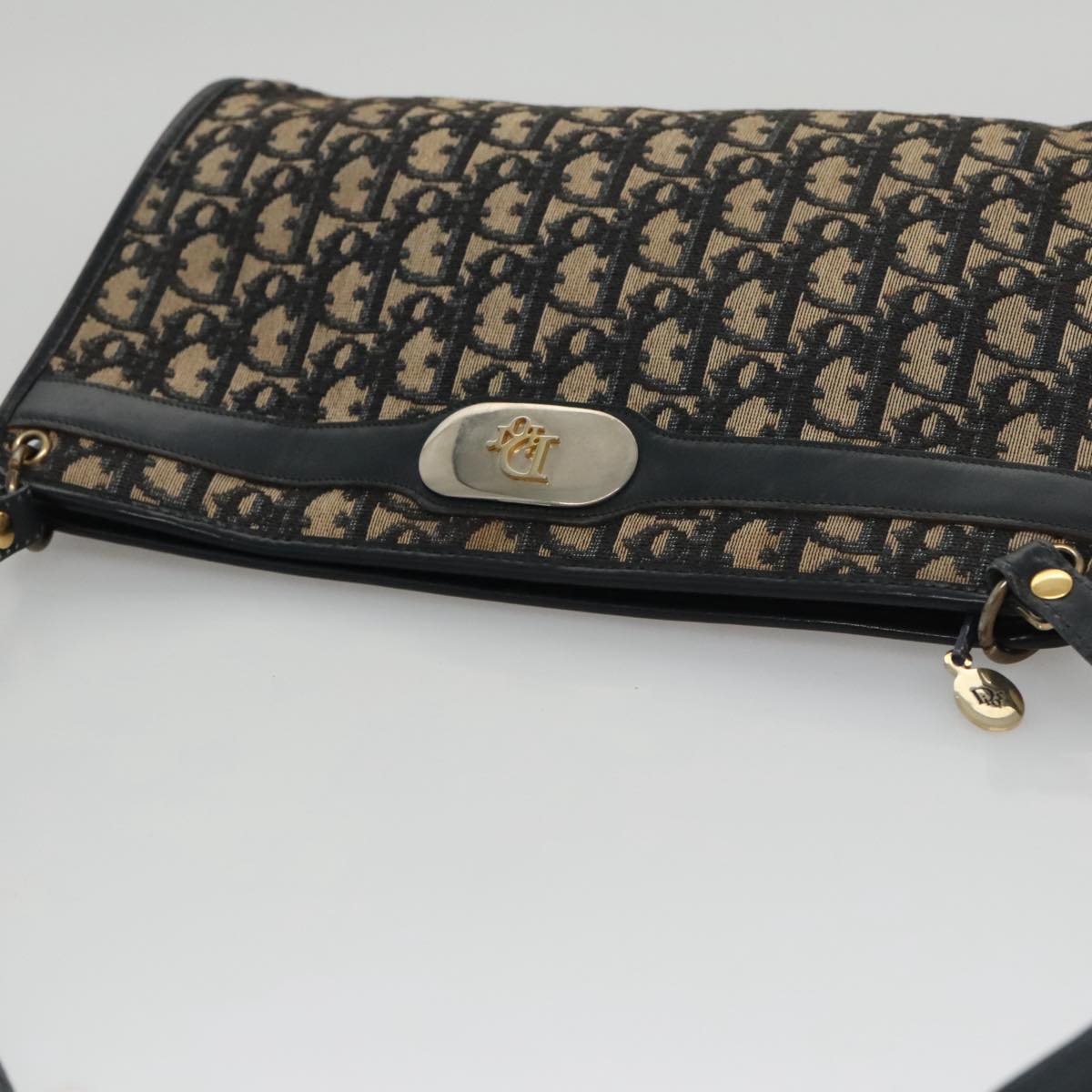 Christian Dior Trotter Canvas Shoulder Bag Navy Auth 105089