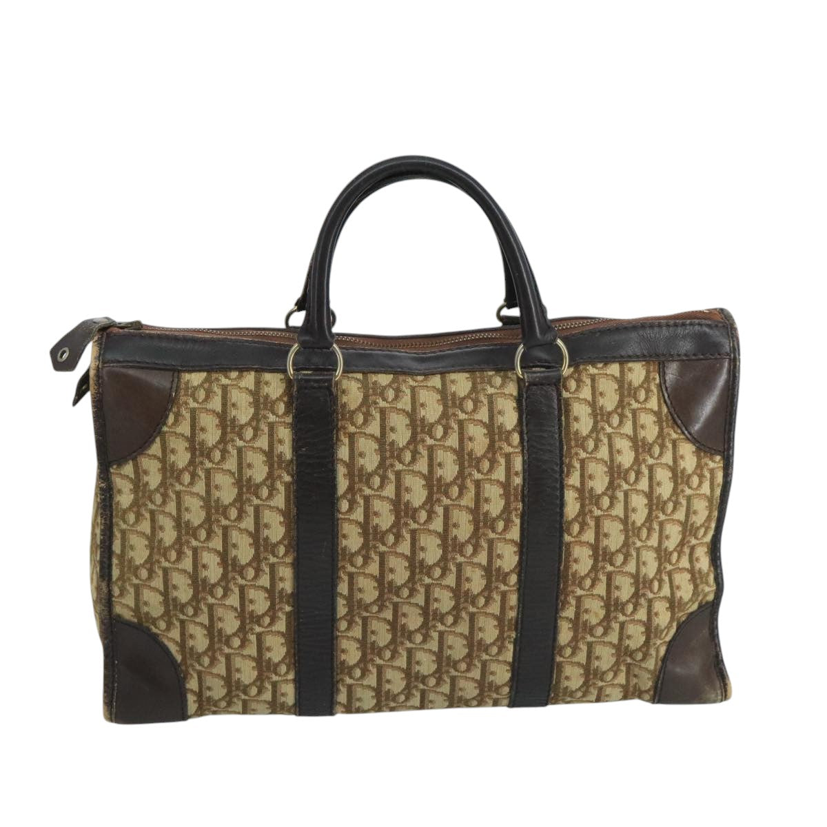 Christian Dior Trotter Canvas Boston Bag Brown Auth 105123