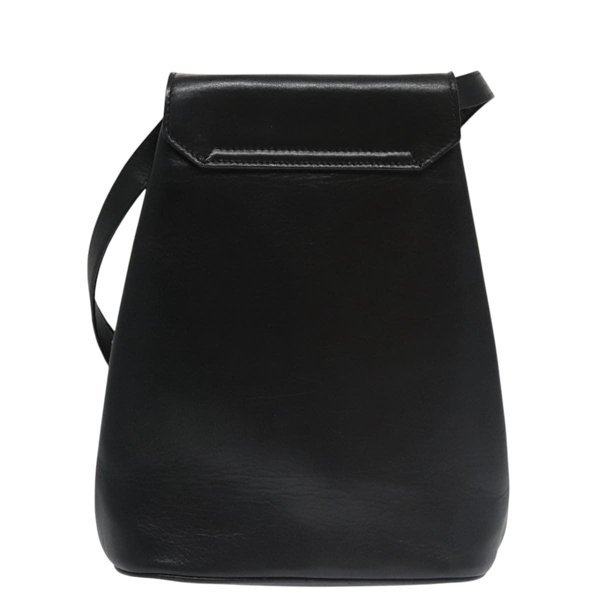 CELINE Shoulder Bag Leather Black Gold Auth 105175