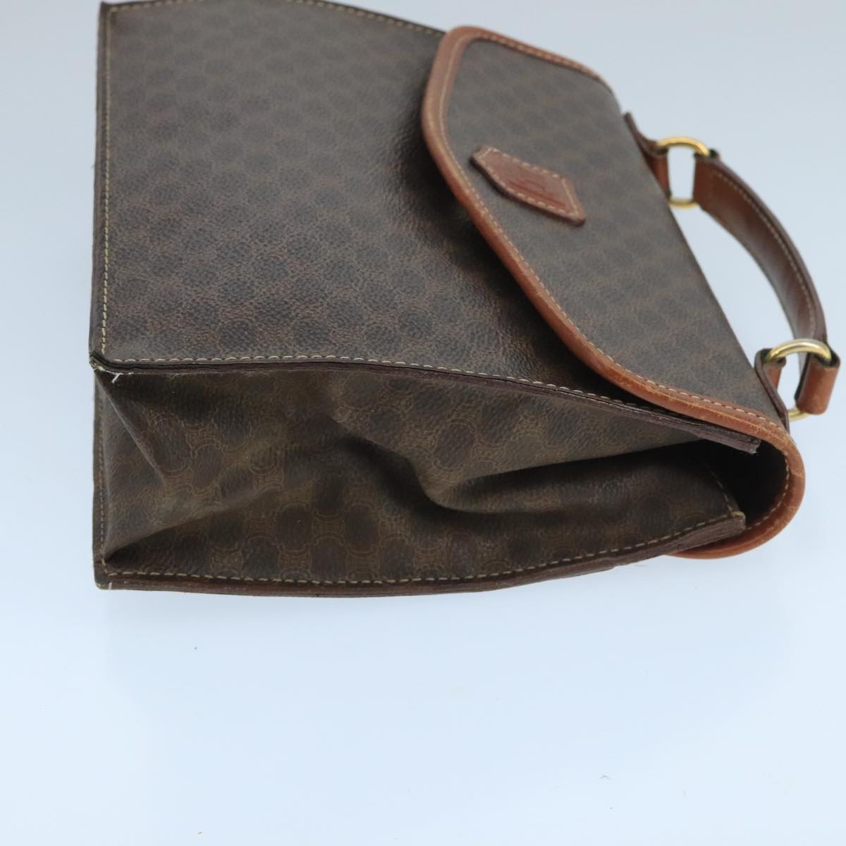 CELINE Macadam Canvas Hand Bag PVC Leather 2way Brown Gold Auth 105267