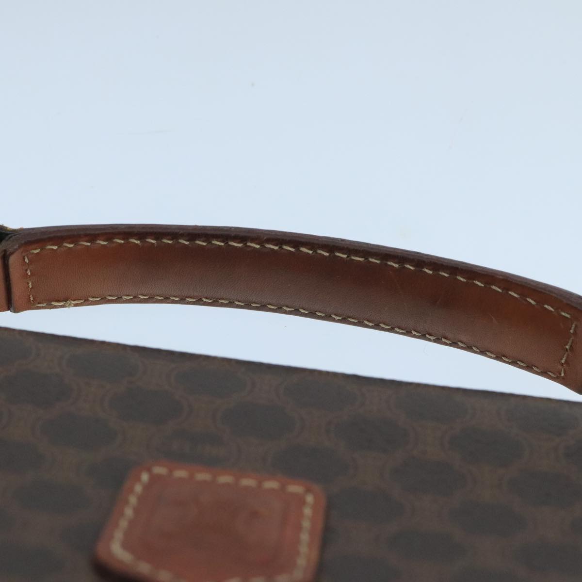 CELINE Macadam Canvas Hand Bag PVC Leather 2way Brown Gold Auth 105267