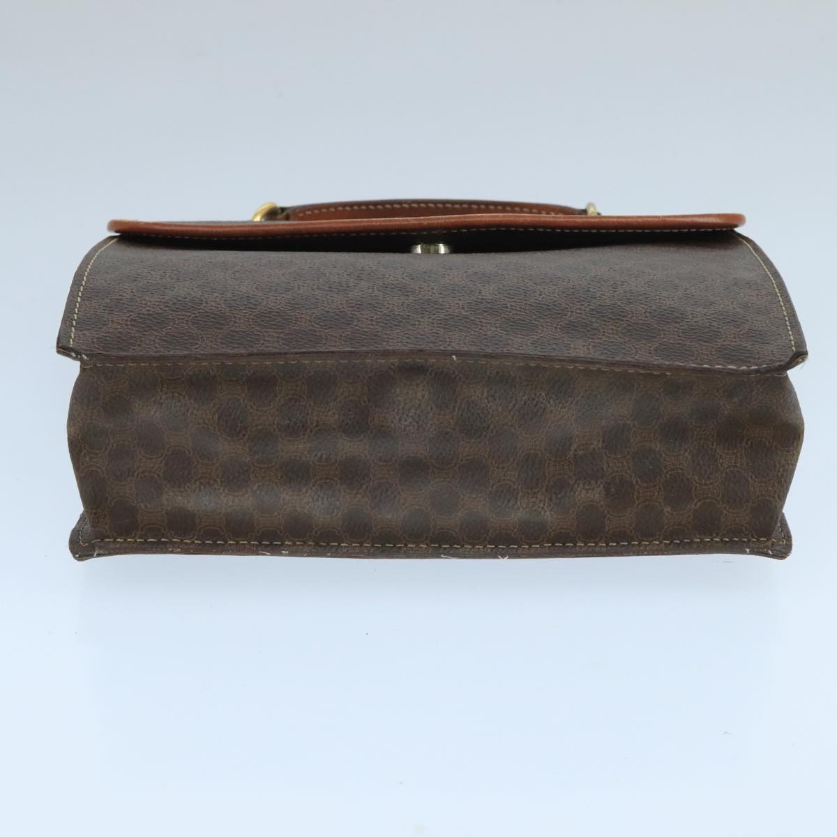 CELINE Macadam Canvas Hand Bag PVC Leather 2way Brown Gold Auth 105267