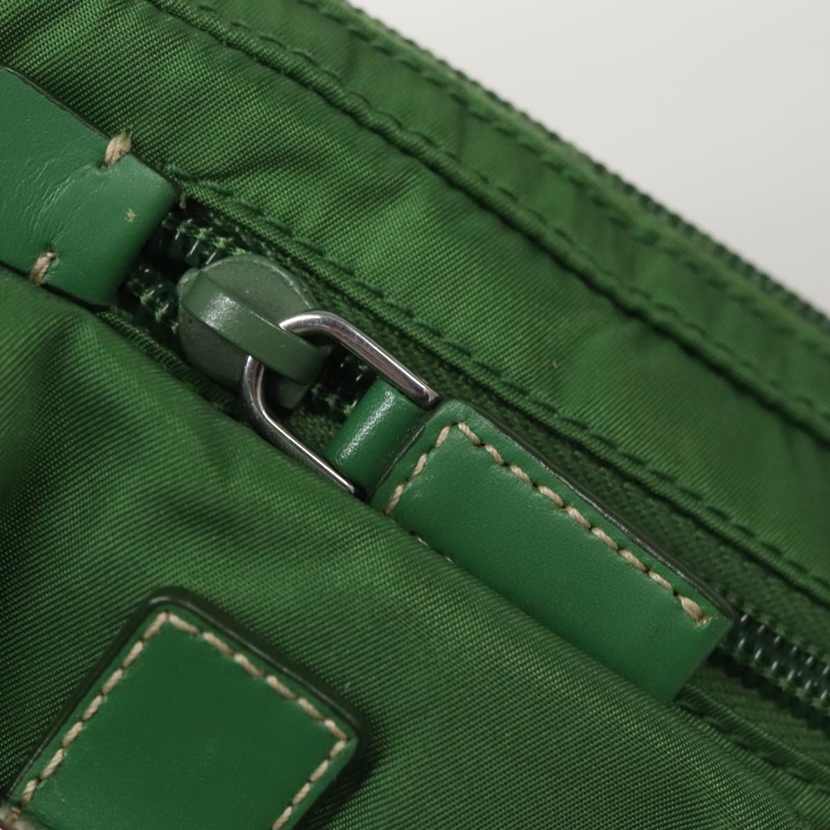 PRADA Waist Bag Nylon Green Silver Auth 105286V