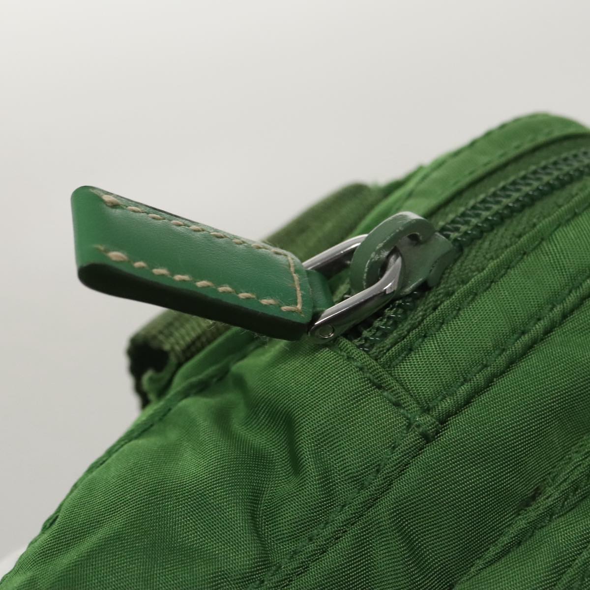 PRADA Waist Bag Nylon Green Silver Auth 105286V