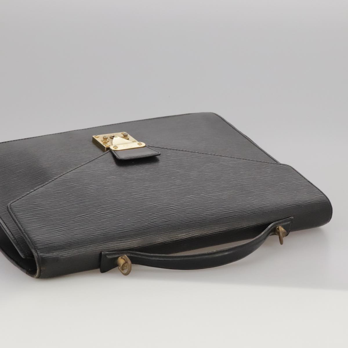 LOUIS VUITTON Epi Porte Documents Bandouliere Briefcase Black M54462 Auth 105325