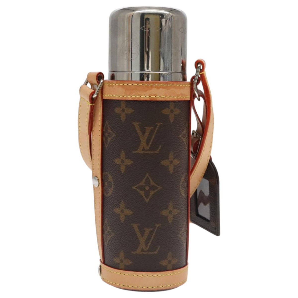LOUIS VUITTON Monogram Flask Holder Water Bottle GI0518 LV Auth 105346
