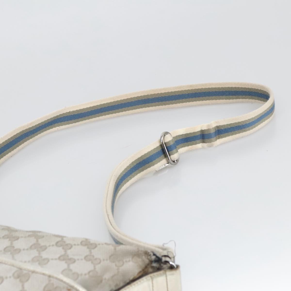 GUCCI GG Canvas Sherry Line Shoulder Bag Blue Silver gray 145857 Auth 105354