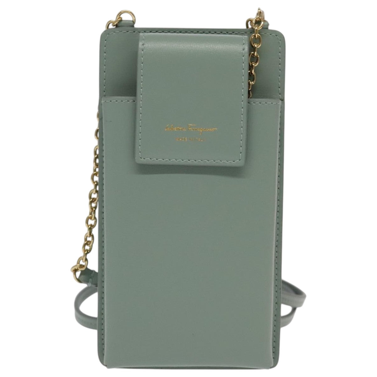 Salvatore Ferragamo Smartphone Holder Shoulder Bag Leather Blue Auth 105369V