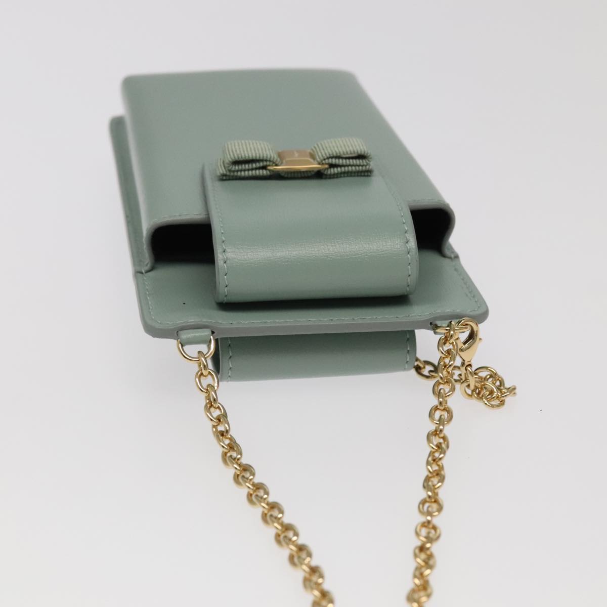 Salvatore Ferragamo Smartphone Holder Shoulder Bag Leather Blue Auth 105369V