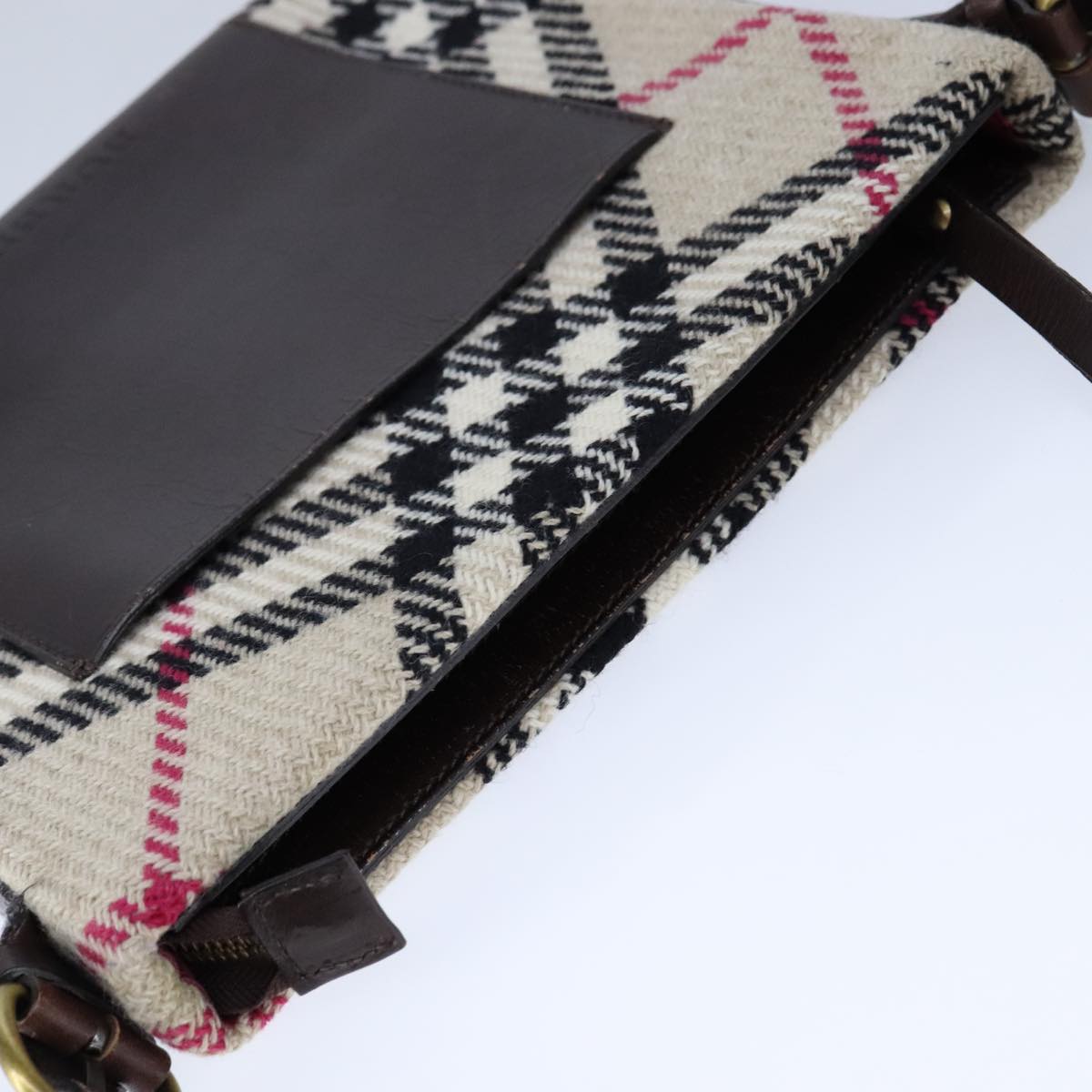 BURBERRY Nova Check Shoulder Bag Beige Auth 105382