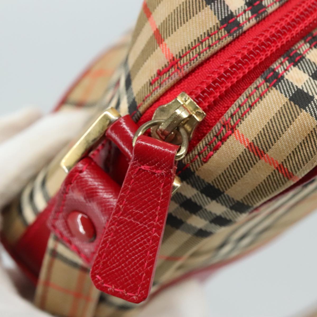 BURBERRY Nova Check Shoulder Bag Beige Auth 105383