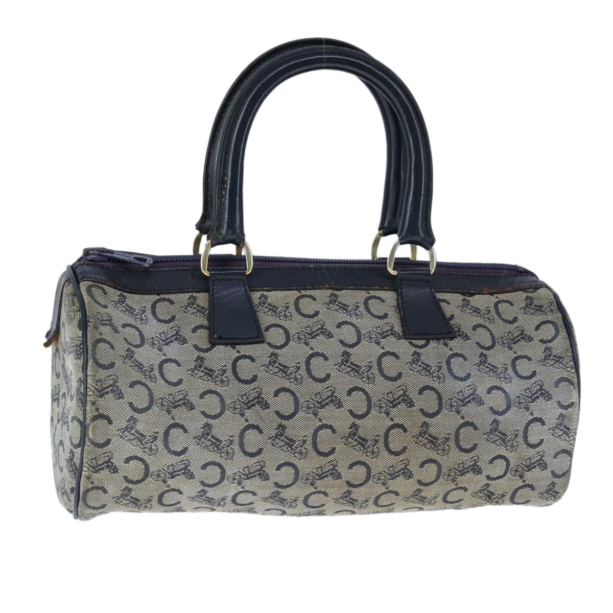 CELINE C Macadam Canvas Hand Bag Navy Auth 105423
