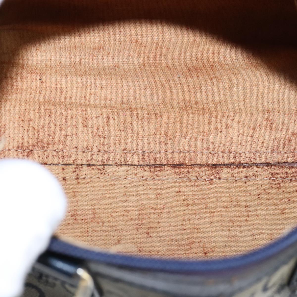 CELINE C Macadam Canvas Hand Bag Navy Auth 105423