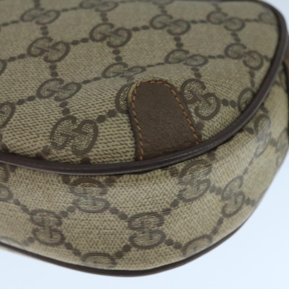GUCCI Web Sherry Line GG Supreme Shoulder Bag PVC Beige 89 02 066 Auth 105476